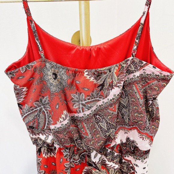 Special boho pattern hot orange colour straps Maxi dress - Picture 5 of 5